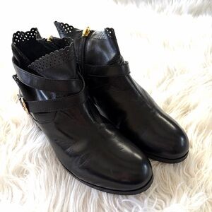 Heyraud Black Leather Ankle Booties 37.5